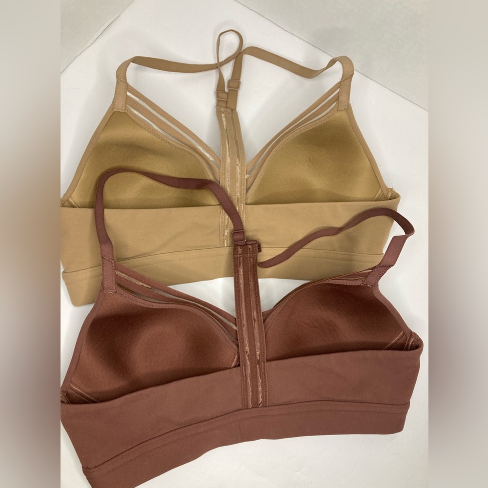 Lot Of 2 Athleta Size XS Sports Bra Medium Support Yoga Training Brown Tan - Picture 3 of 6